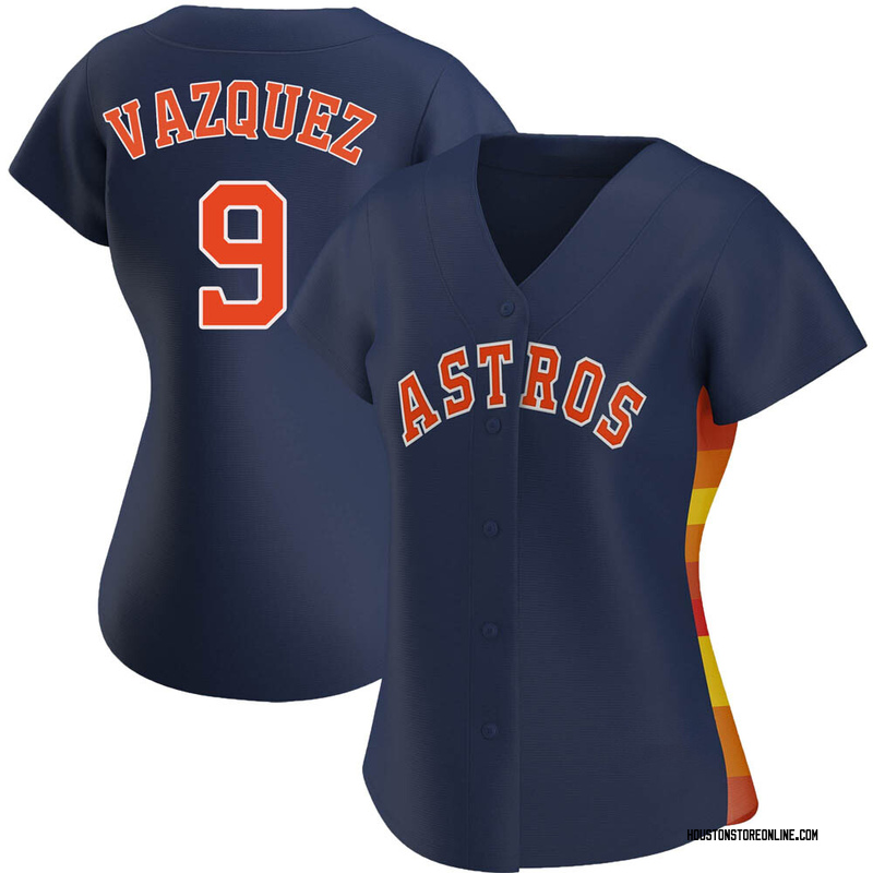 Men's Christian Vazquez Houston Astros Replica White Home Cooperstown  Collection Jersey