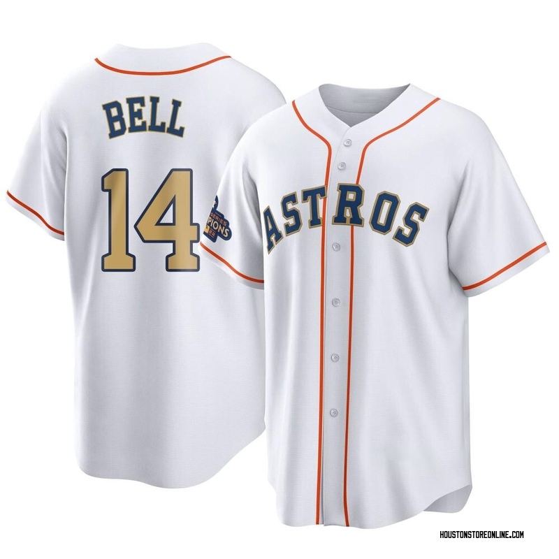 Derek Bell Youth Houston Astros White 2023 Collection Jersey - Gold Replica