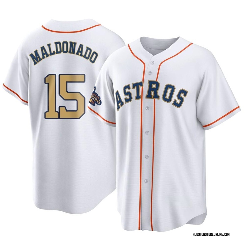 Men's Martin Maldonado Houston Astros Replica White Home Cooperstown  Collection Jersey