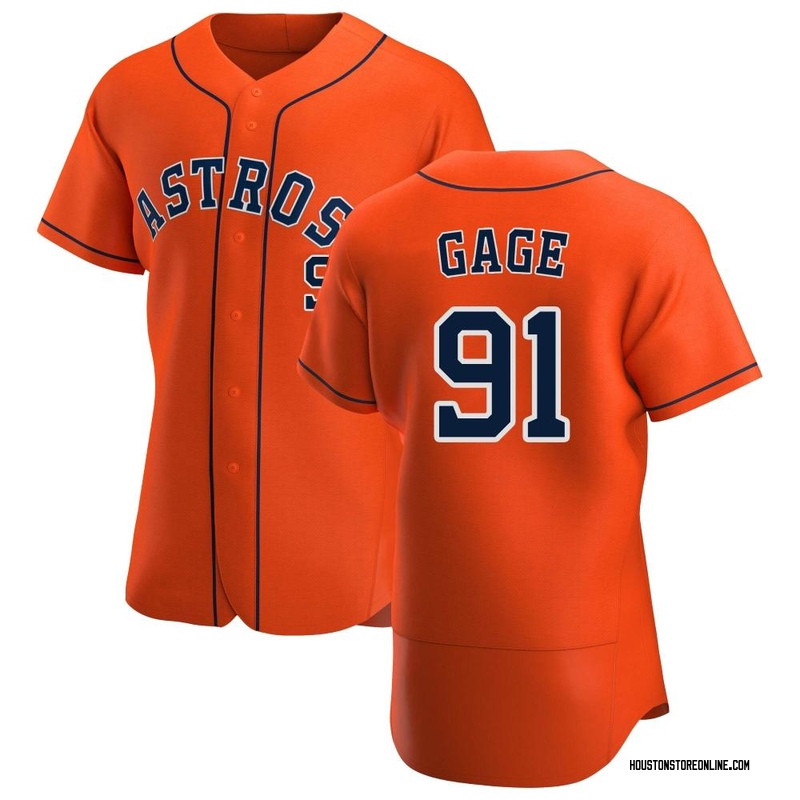 Justin Verlander Houston Astros Majestic Logo Official Name & Number  T-Shirt - Orange